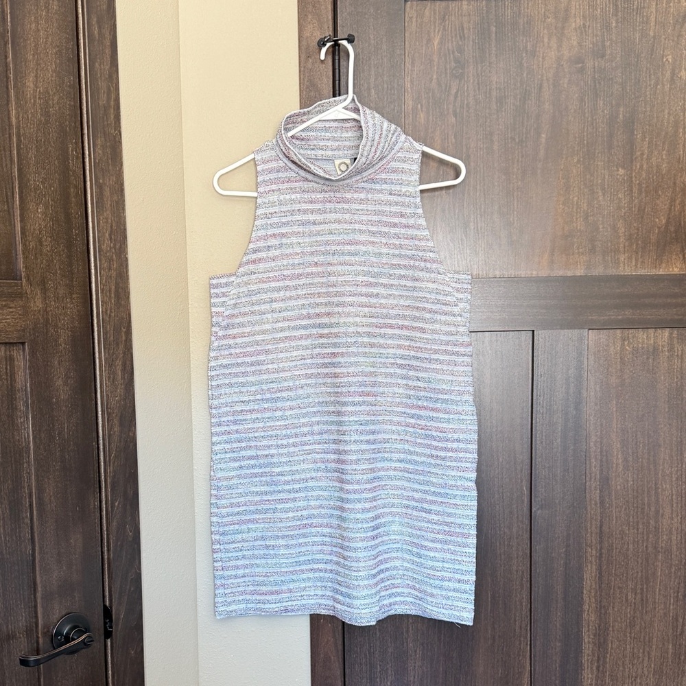 Anthropologie Akemi + Kin Sleeveless Striped Cowl Neck Shift Dress Size Small